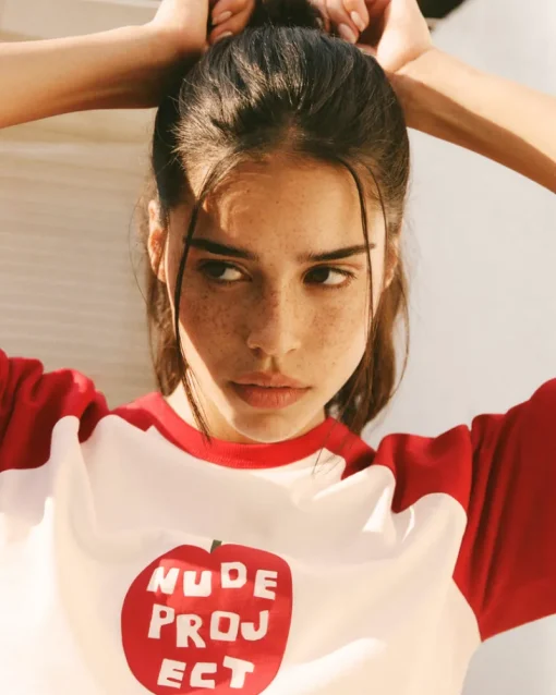 Nude Project Apple Crew Raglan Tee New