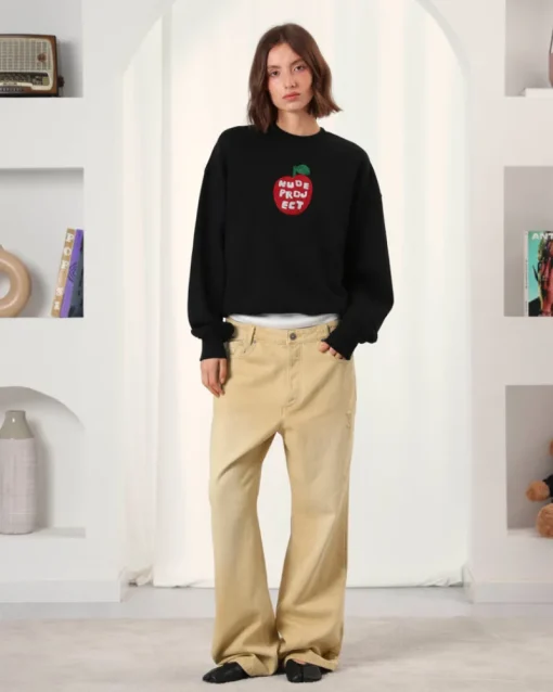 Nude Project Apple Crew Sweatshirt Black Fashion