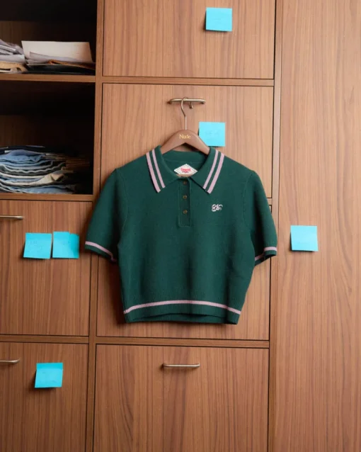 Nude Project Bacuri Knit Polo Green New
