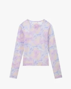 Nude Project Bow Mesh Top Lilac New