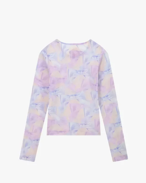 Nude Project Bow Mesh Top Lilac New