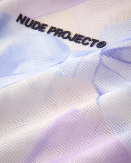 Nude Project Bow Mesh Top Lilac New
