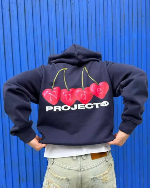 Nude Project Cherry Hoodie Navy Fashion