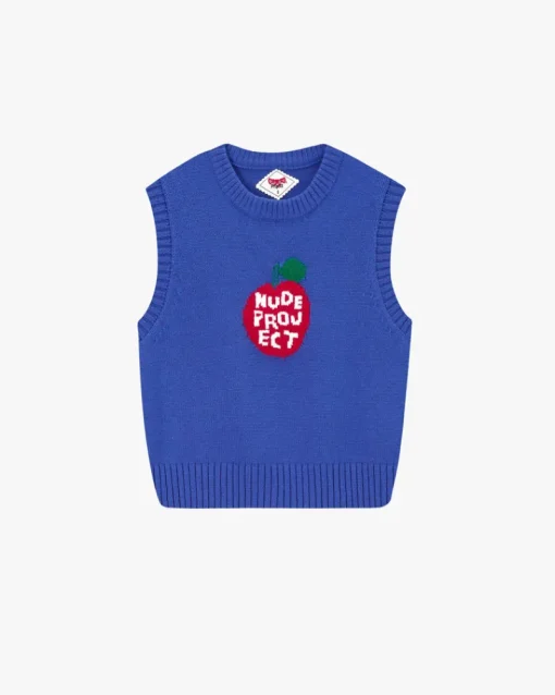 Nude Project Cutie Apple Knit Vest Blue New