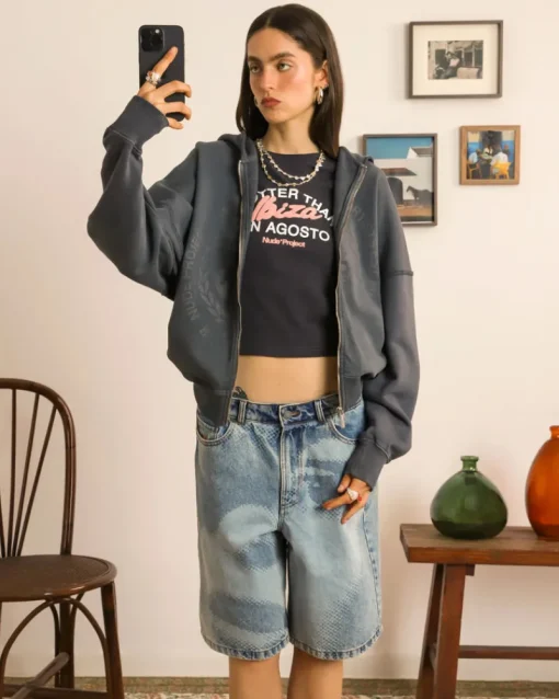 Nude Project Face Denim Shorts Online