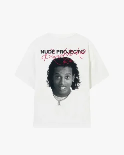 Nude Project Face Tee White New