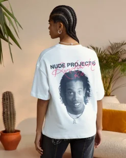 Nude Project Face Tee White New