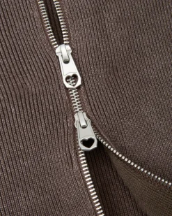 Nude Project First Class Zip-Up Knit Cardigan Brown Outlet