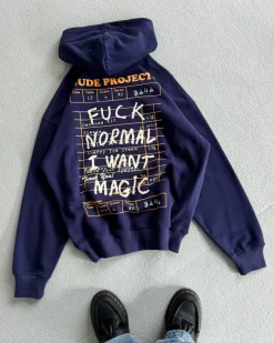 Nude Project Fuck Normal Hoodie Navy Fashion