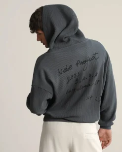 Nude Project Global Soon Waffle Zip-Up Hoodie Ash New