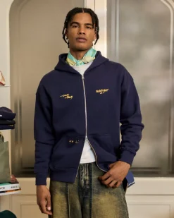 Nude Project Global Soon Zip-Up Hoodie Navy Discount
