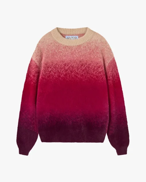 Nude Project Gradient Cozy Knit Sweater Red New