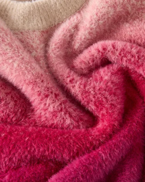 Nude Project Gradient Cozy Knit Sweater Red New