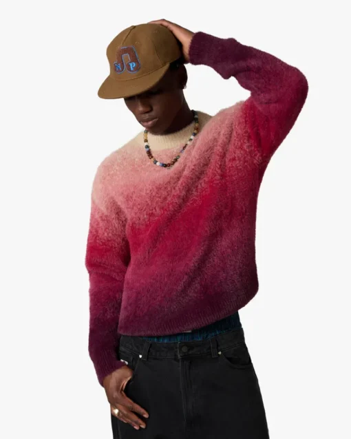 Nude Project Gradient Cozy Knit Sweater Red New