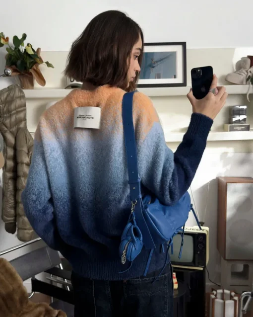 Nude Project Gradient Cozy Knit Sweater Orange Clearance