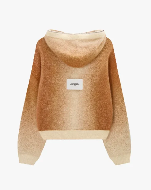Nude Project Gradient Zip-Up Knit Hoodie Brown Clearance