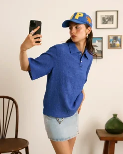 Nude Project Half Polo Blue Sale