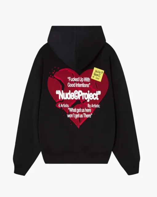 Nude Project Heartbroken Zip-Up Hoodie Black Sale