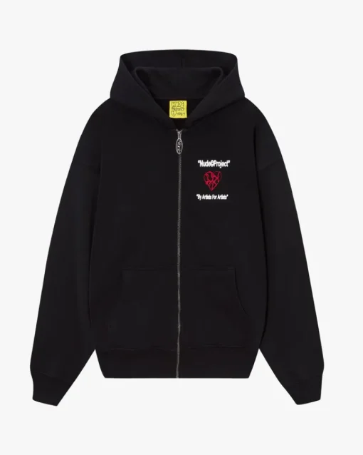 Nude Project Heartbroken Zip-Up Hoodie Black Sale