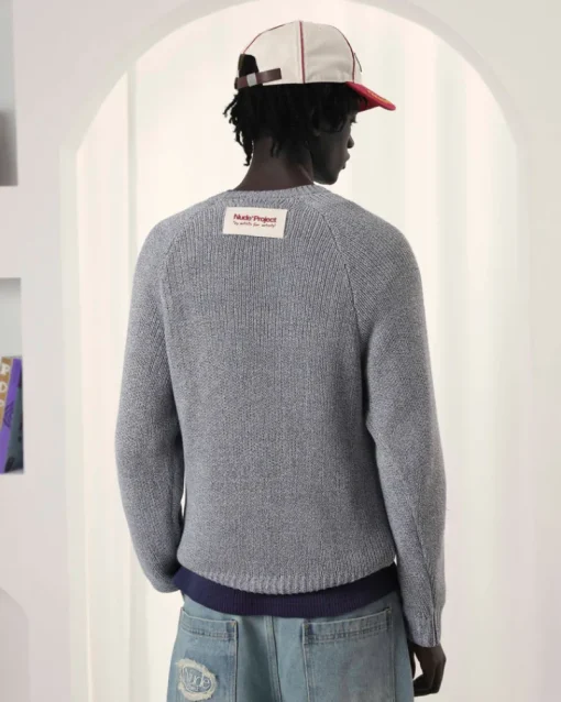 Nude Project Jonion Knit Sweater Blue Melange Clearance