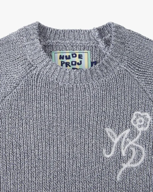 Nude Project Jonion Knit Sweater Blue Melange Clearance