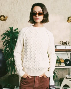 Nude Project La Nonna Cable Knit Sweater Marshmallow Hot