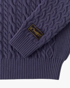 Nude Project La Nonna Knit Cable Sweater Navy Outlet