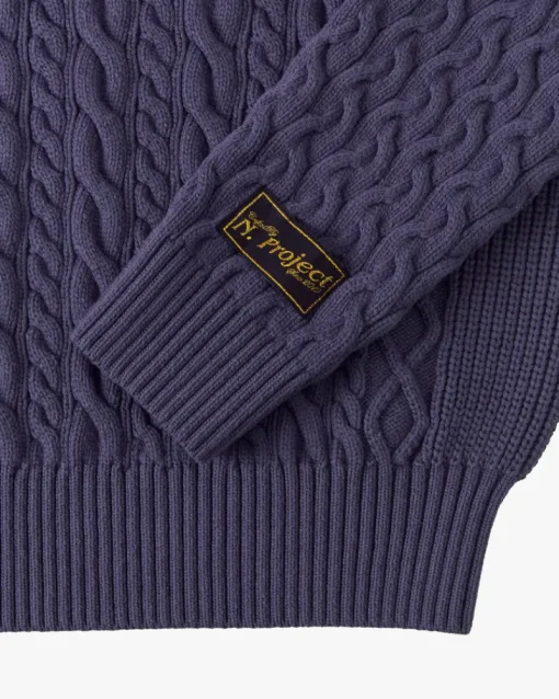 Nude Project La Nonna Knit Cable Sweater Navy Outlet
