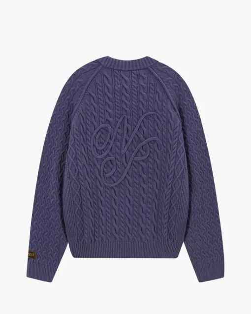 Nude Project La Nonna Knit Cable Sweater Navy Outlet