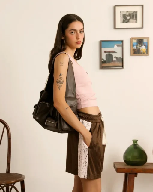 Nude Project Lace Football Short Brown Hot