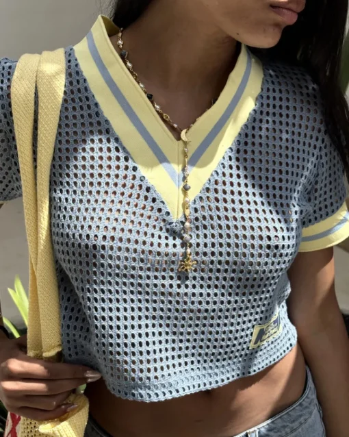 Nude Project Mesh Tee Blue Discount