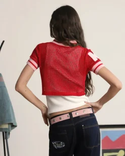 Nude Project Mesh Top Red Discount
