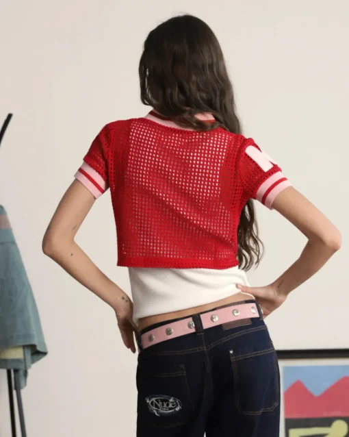 Nude Project Mesh Top Red Discount