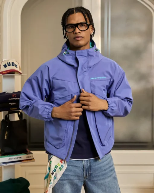Nude Project Milestones Windbreaker Jacket Blue Clearance
