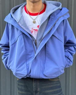 Nude Project Milestones Windbreaker Jacket Blue Clearance