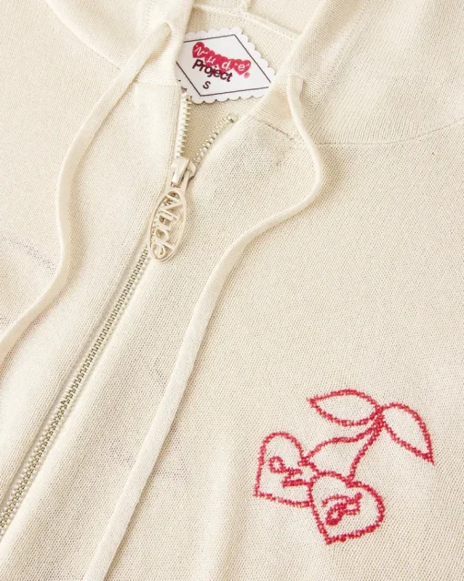 Nude Project Papaya Zip-Up Knit Hoodie Marshmallow Best