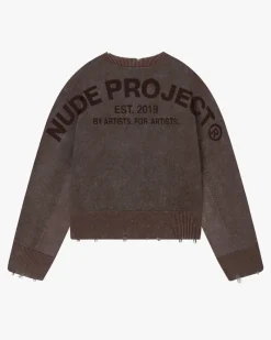 Nude Project Perfect Cropped Knit Sweater Brown Hot