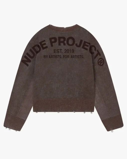 Nude Project Perfect Cropped Knit Sweater Brown Hot