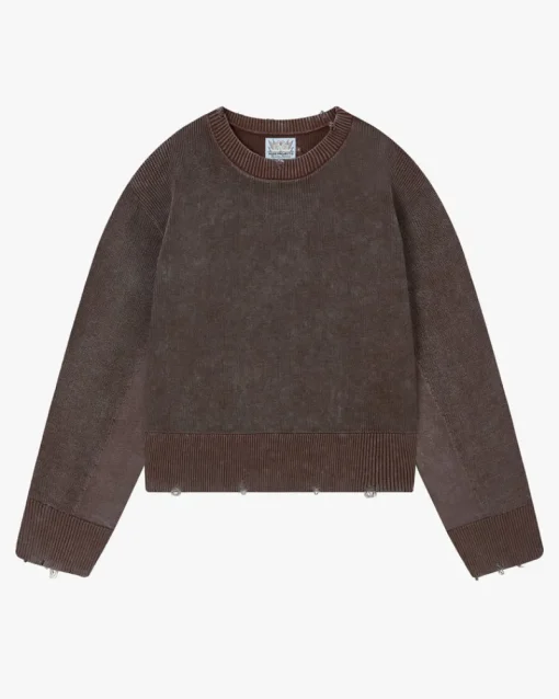 Nude Project Perfect Cropped Knit Sweater Brown Hot