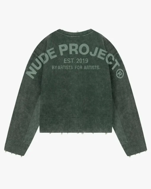 Nude Project Perfect Cropped Knit Sweater Green Hot