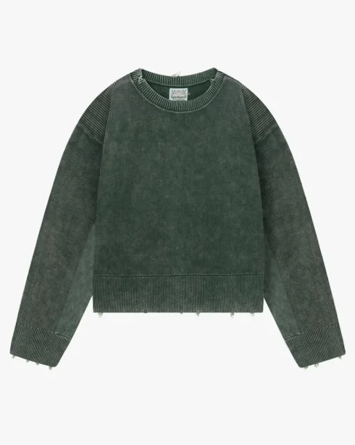 Nude Project Perfect Cropped Knit Sweater Green Hot
