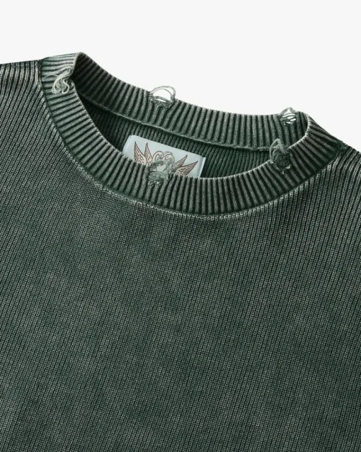 Nude Project Perfect Cropped Knit Sweater Green Hot