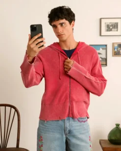 Nude Project Perfect Cropped Zip-Up Hoodie Raspberry Sale