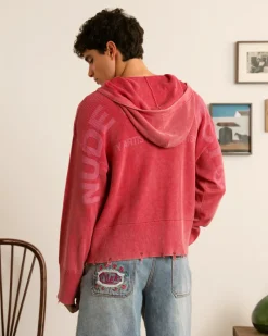 Nude Project Perfect Cropped Zip-Up Hoodie Raspberry Sale