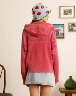 Nude Project Perfect Cropped Zip-Up Hoodie Raspberry Sale