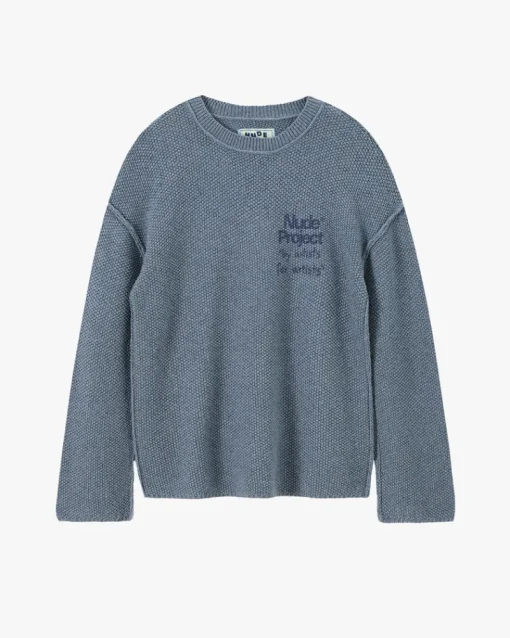 Nude Project Reversed Seams Knit Blue New