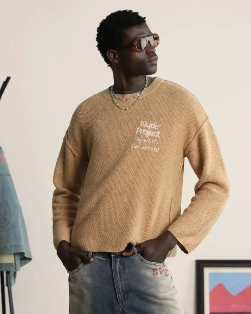 Nude Project Reversed Seams Knit Brown New