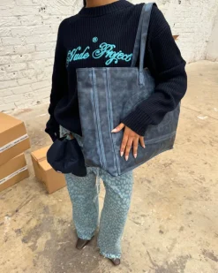 Nude Project Script Knit Sweater Navy Clearance