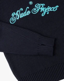 Nude Project Script Knit Sweater Navy Clearance
