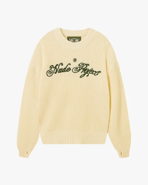 Nude Project Script Knit Sweater Offwhite New